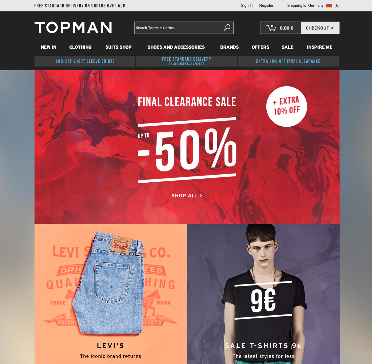 So sieht der Onlineshop von Topman aus